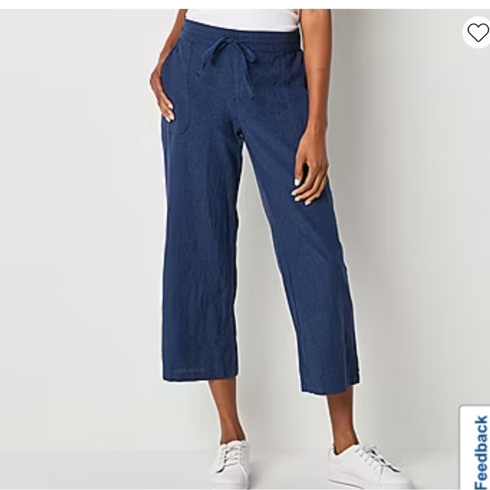 Liz Claiborne Linen Womens Mid Rise Wide
Leg Pull-On Pants new